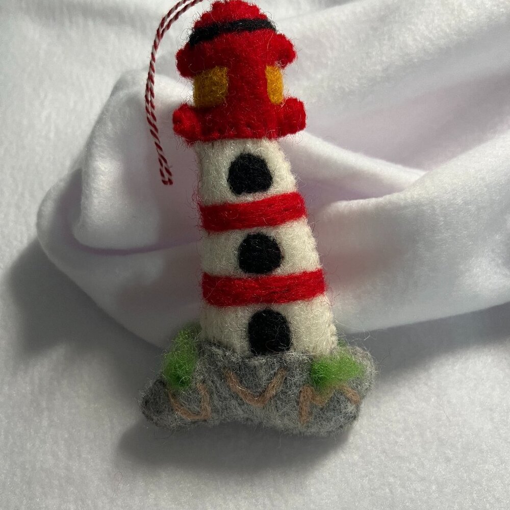 Wool Felted Christmas Ornament Lighthouse